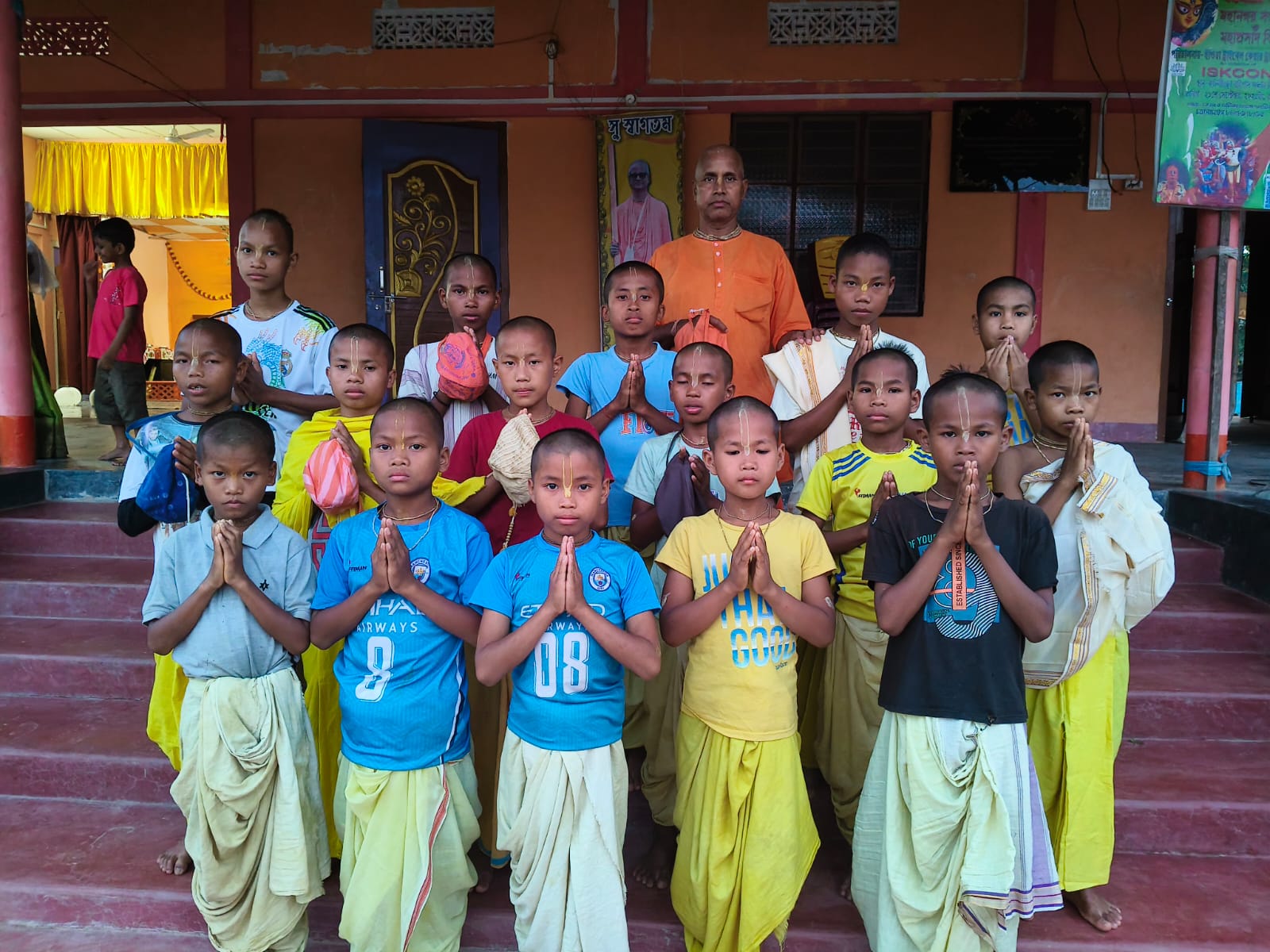Hostel students at Bhakti Siddhanta Hostel, Katlicherra