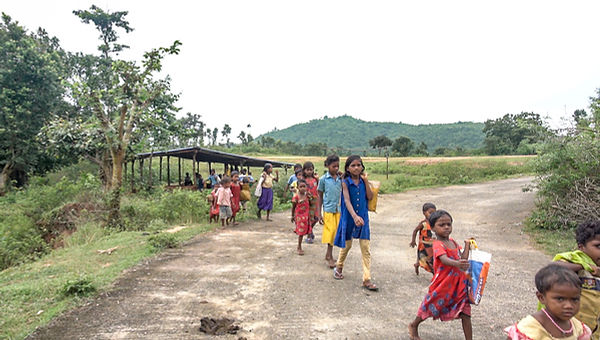 Tribal children studying in classroom