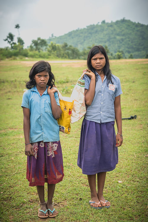 Students greeting at tribal school